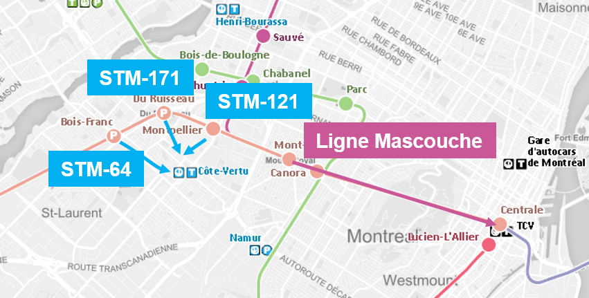 Recommendation for Bois-Franc, Du Ruisseau, Montpellier, Mont-Royal and Canora train stations