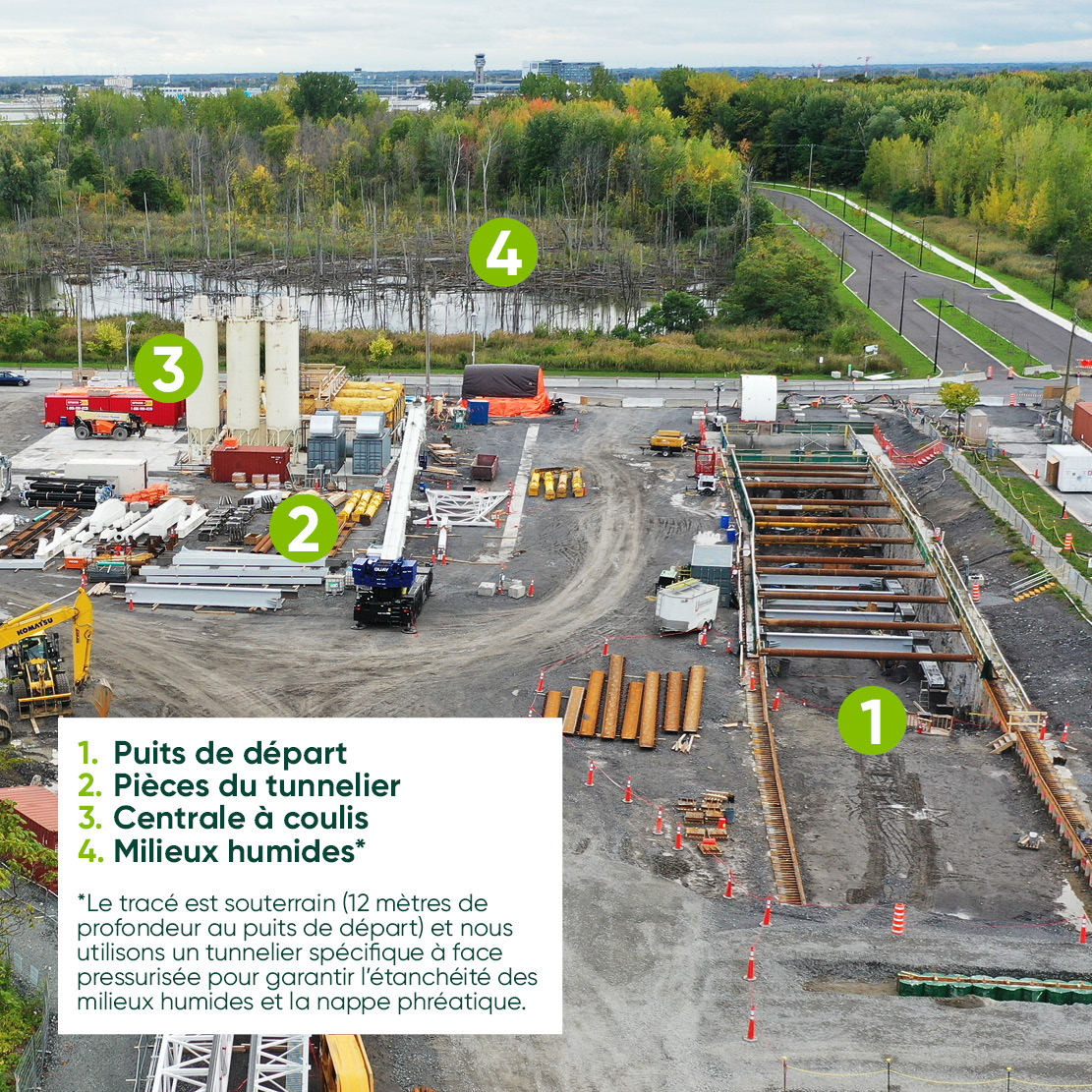 Chantier du REM au Technoparc
