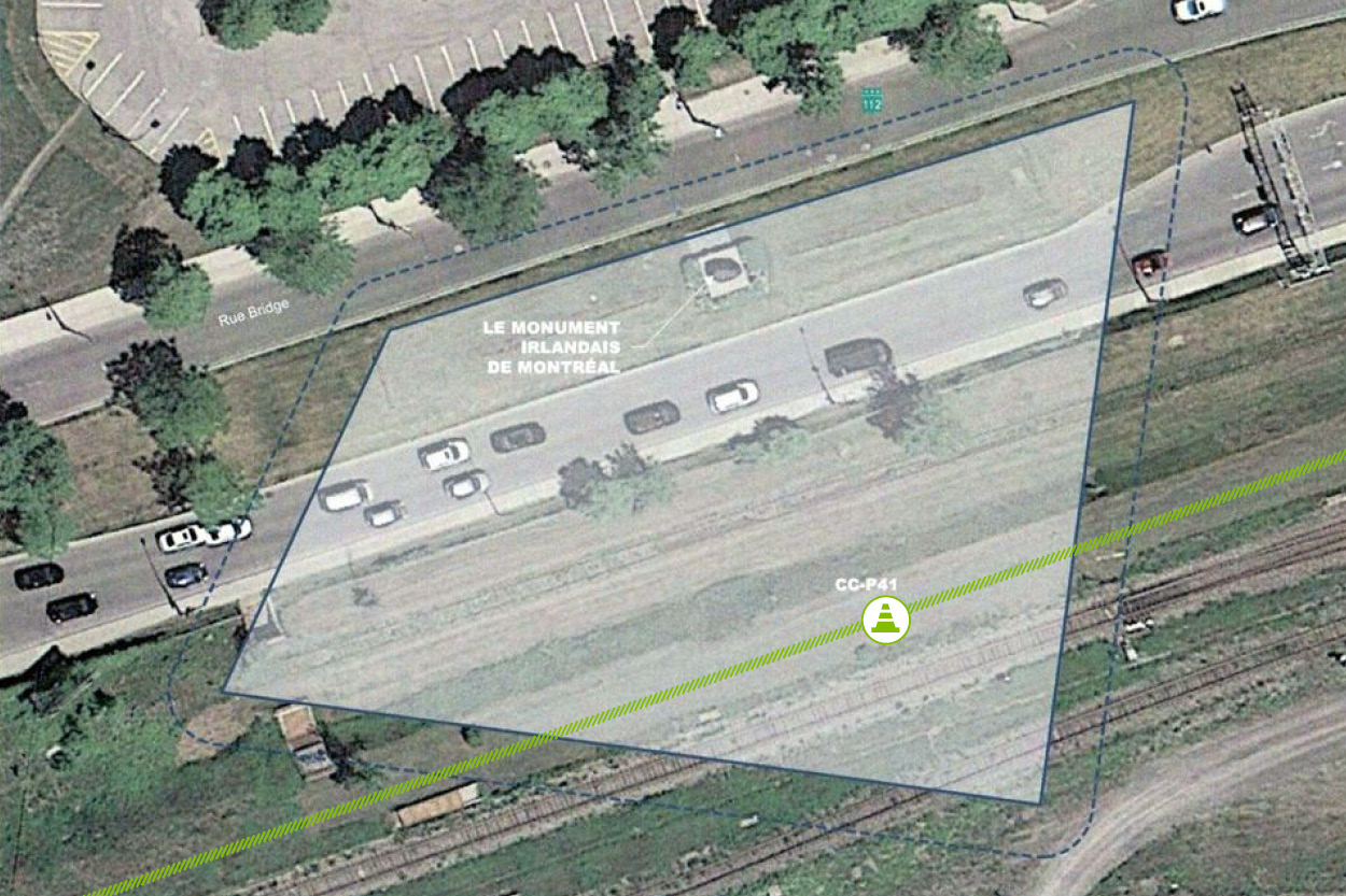 Map of the REM route and the Irish Cemetery