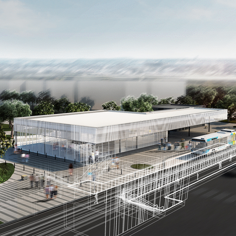 Interior and exterior of REM's future Marie-Curie station