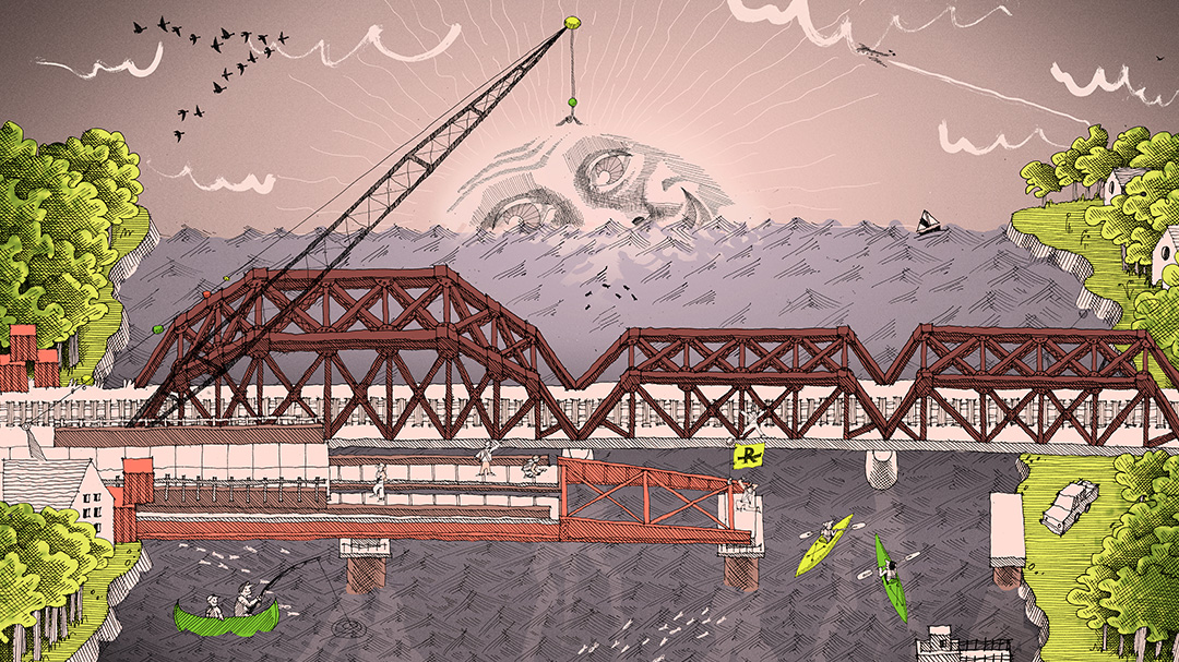 Bridge illustration by Camille Pomerlo, illustrator of the month