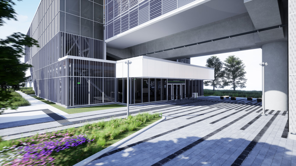 Entrance to the future REM Fairview-Pointe-Claire station