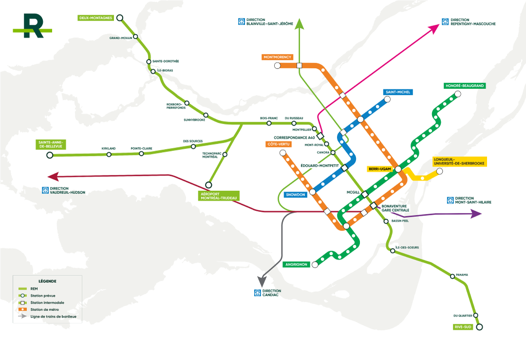Carte du projet REM en février 2018