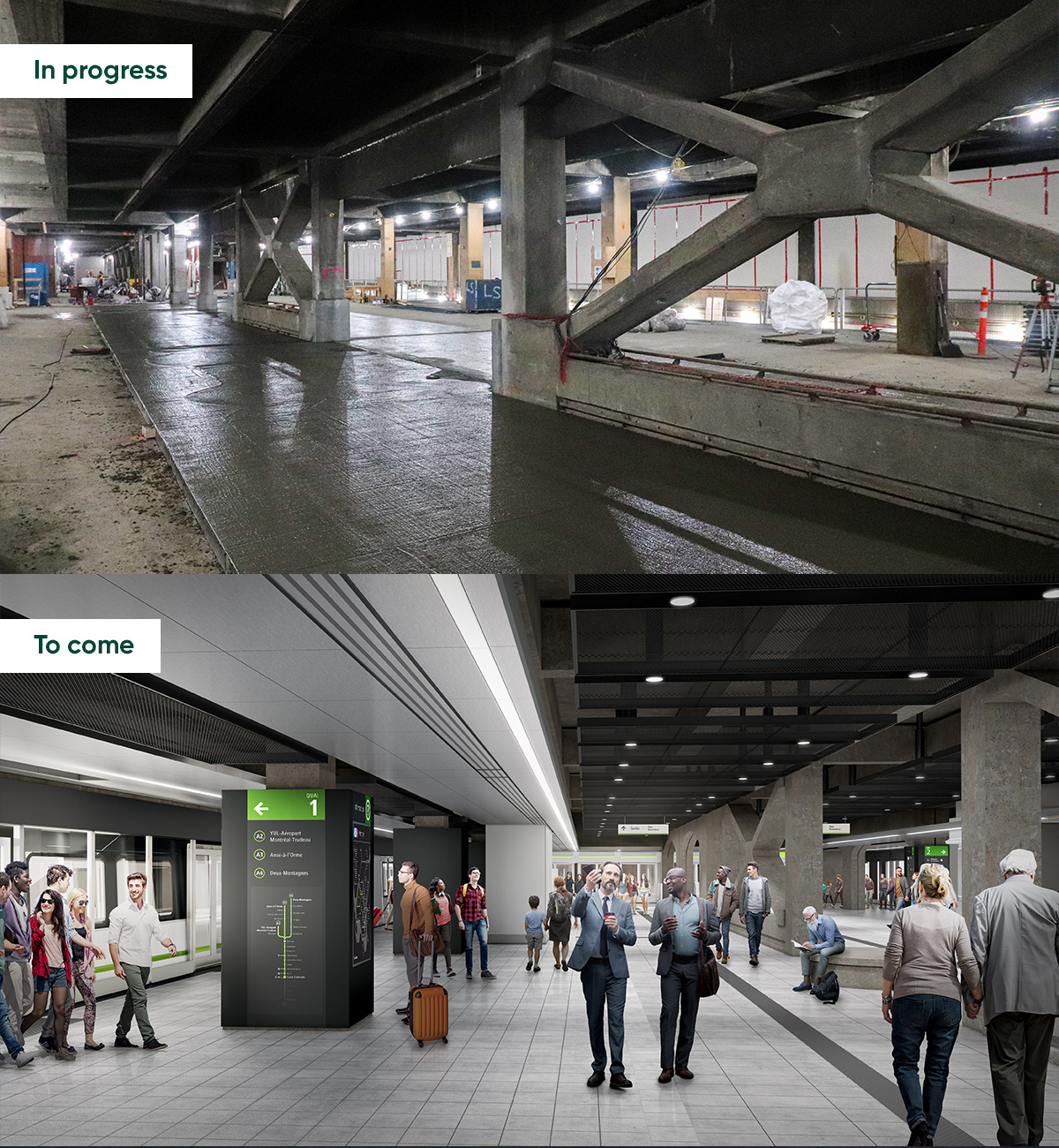 View of the large central platform now completed, which will provide access to the REM in both directions.  