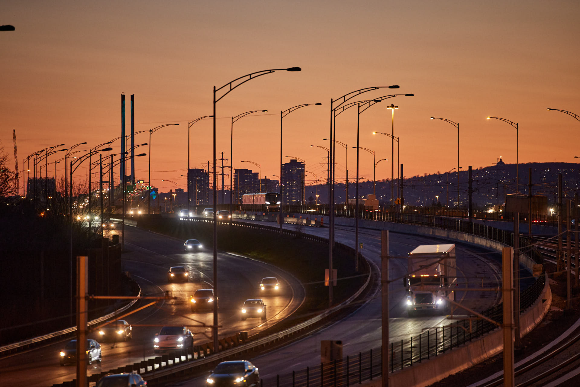 Photo of the REM car on the South Shore of Montreal during the tests.