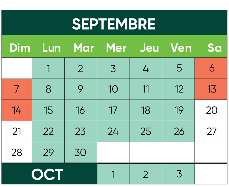 Calendrier septembre