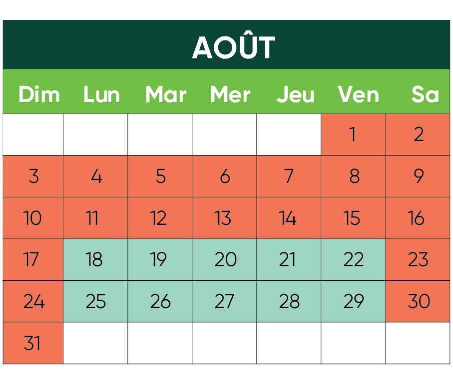 Calendrier août