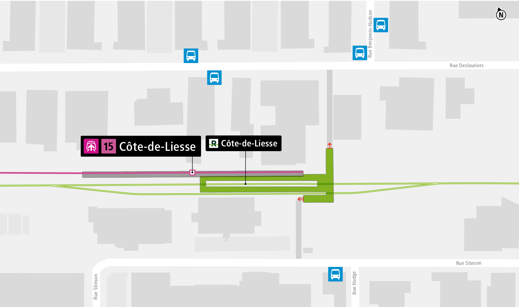 Côte-de-Liesse station access map by public transit