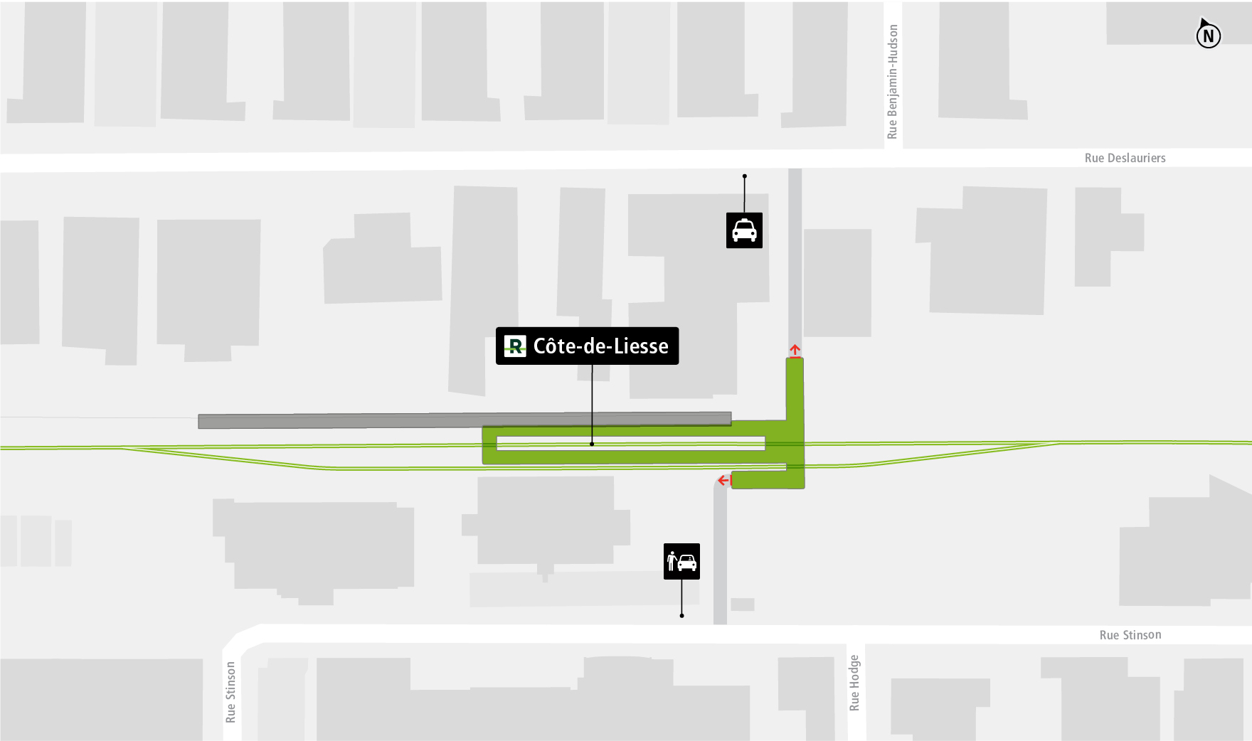 Côte-de-Liesse station access map by car