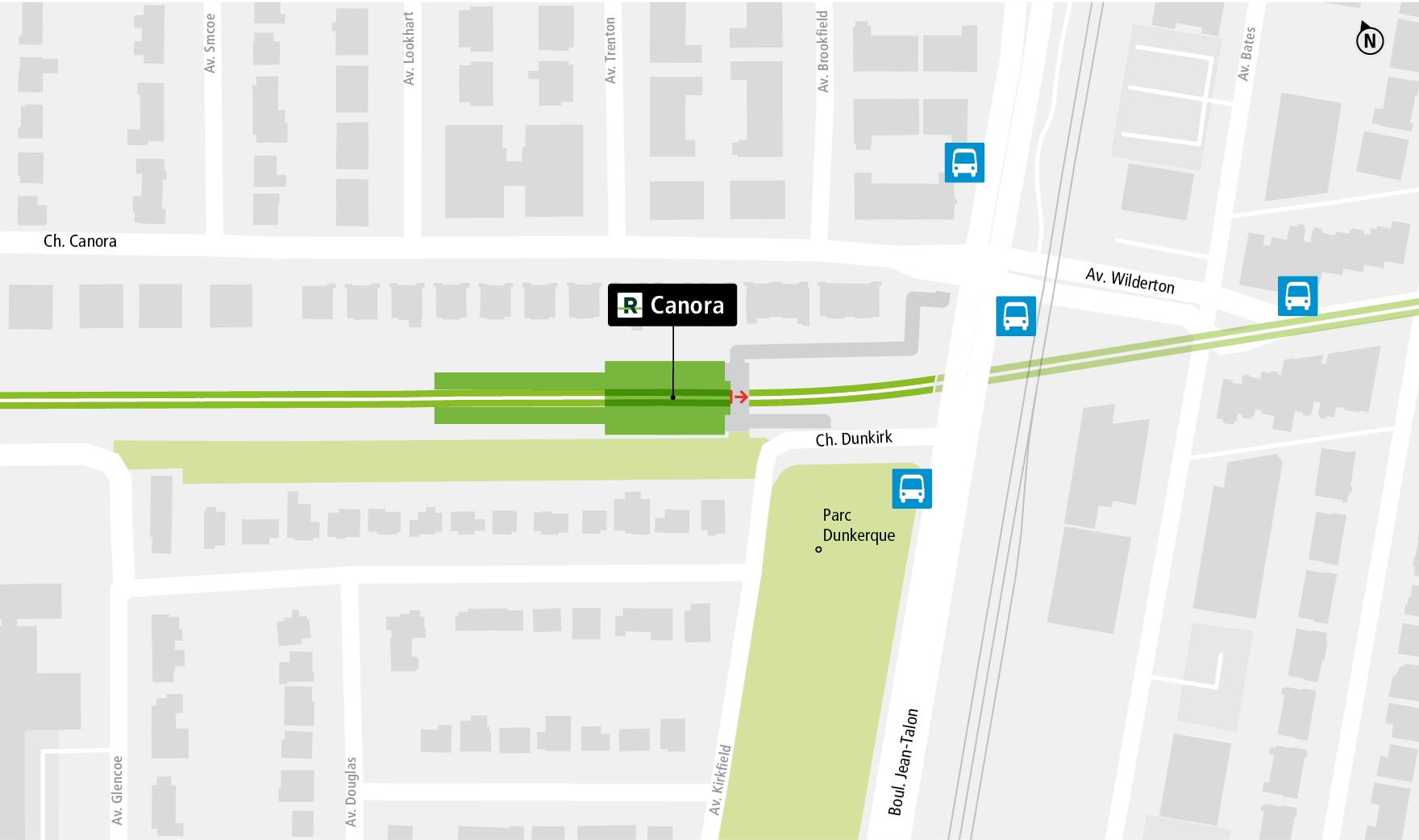 Canora station access map by public transit