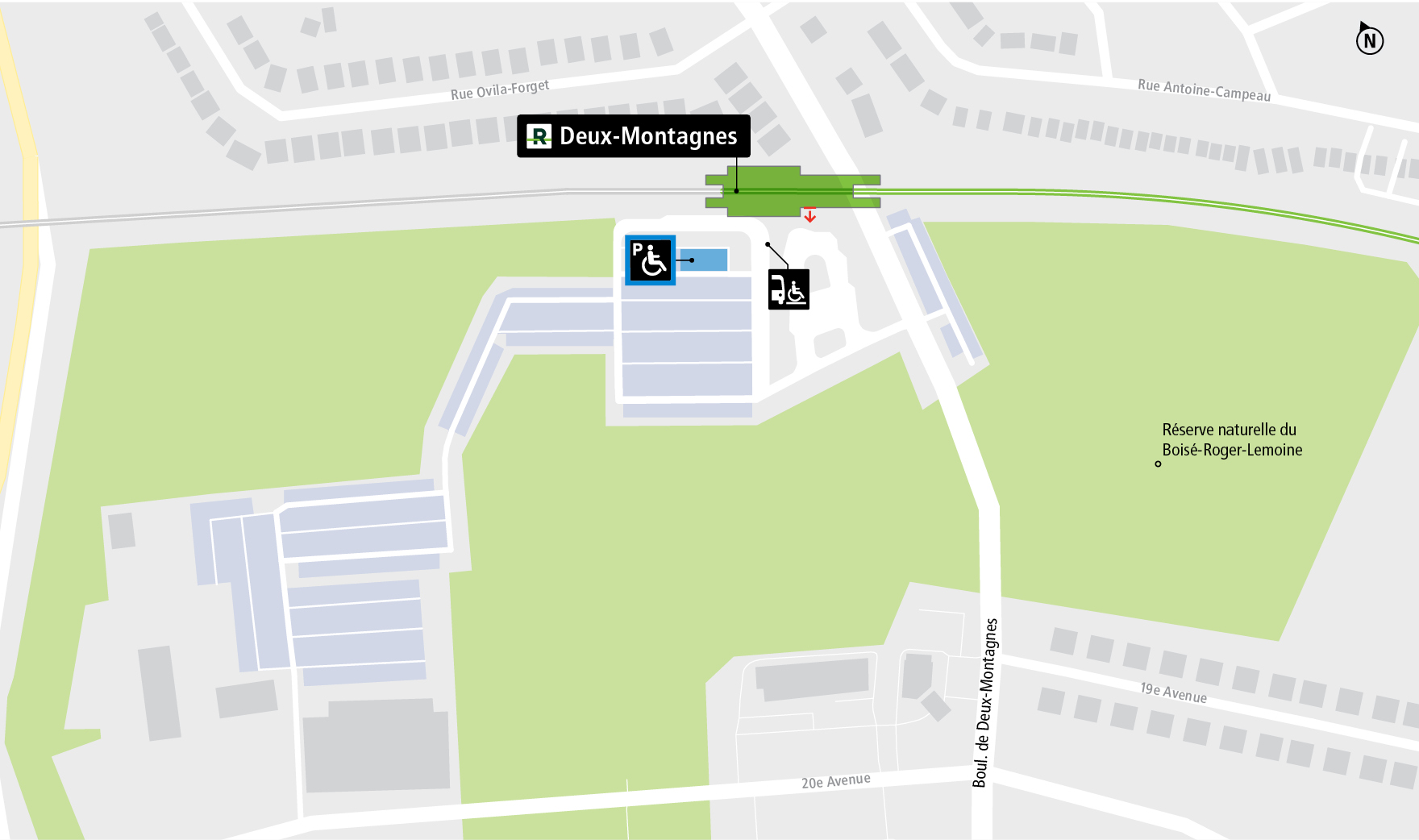 Deux-Montagnes station access map by paratransit