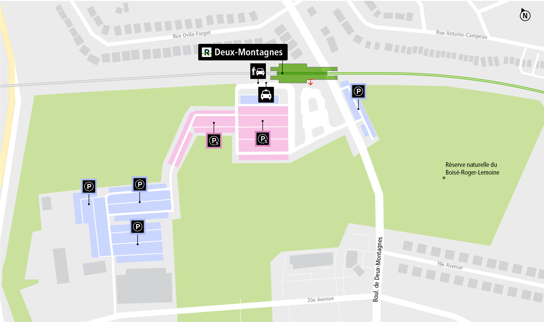 Deux-Montagnes station access map by car