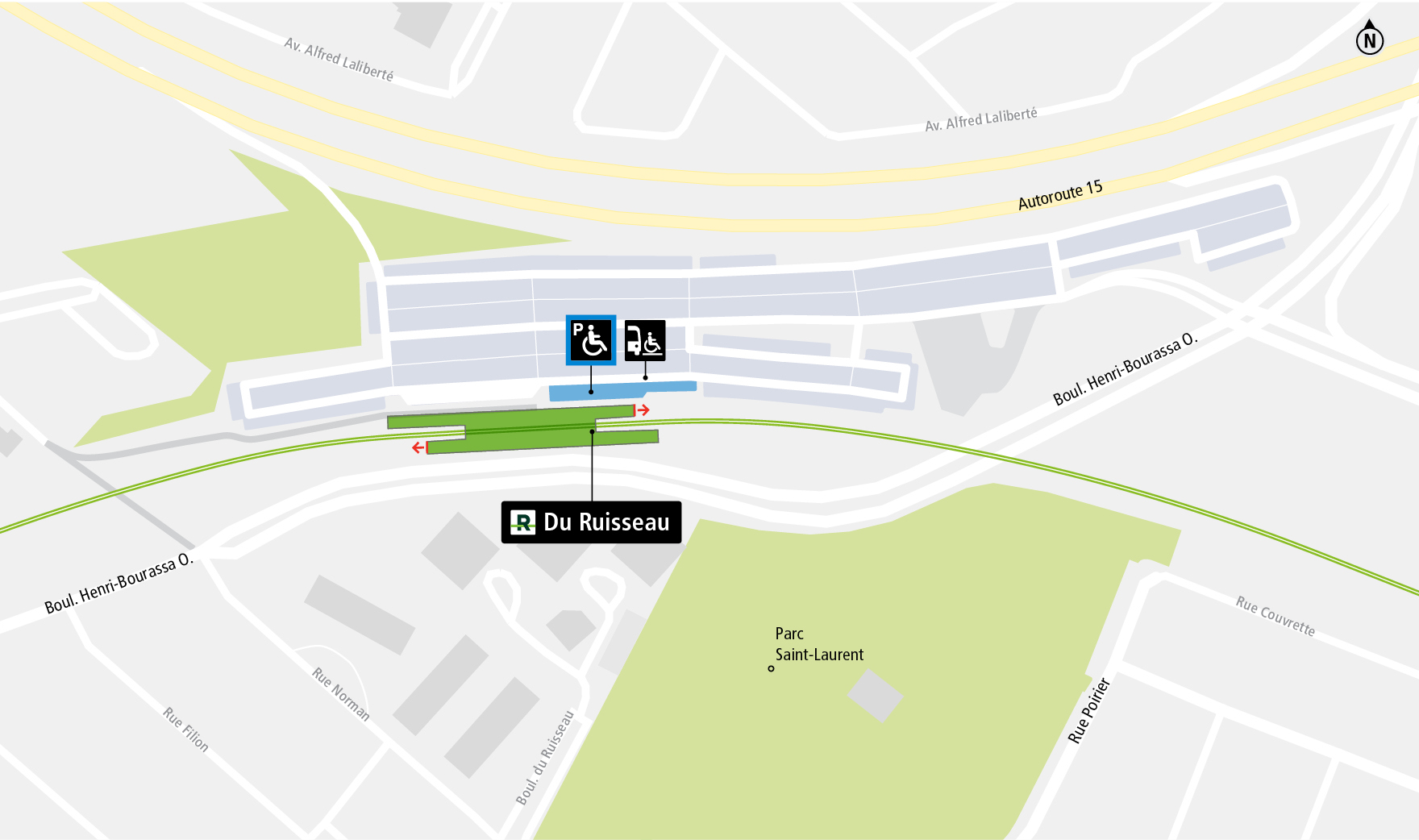 Du Ruisseau station access map by paratransit