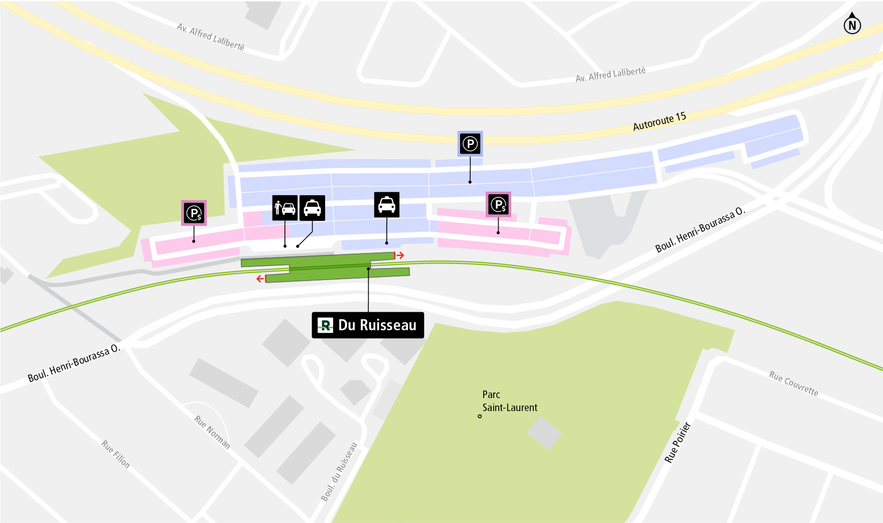 Du Ruisseau station access map by car