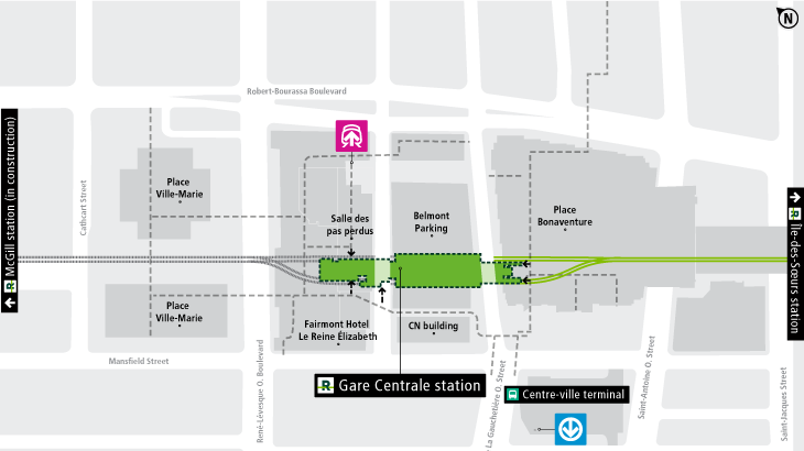 Gare Centrale station access map by car