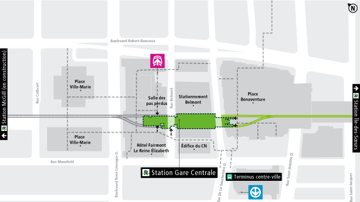 Carte d'accès station Gare Centrale en transport adapté