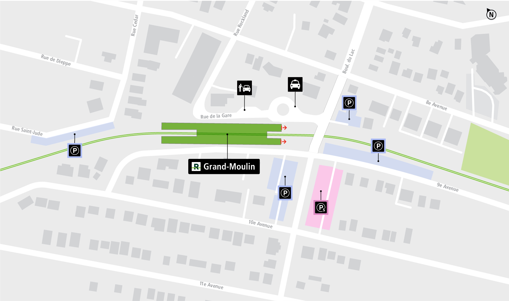 Grand-Moulin station access map by car