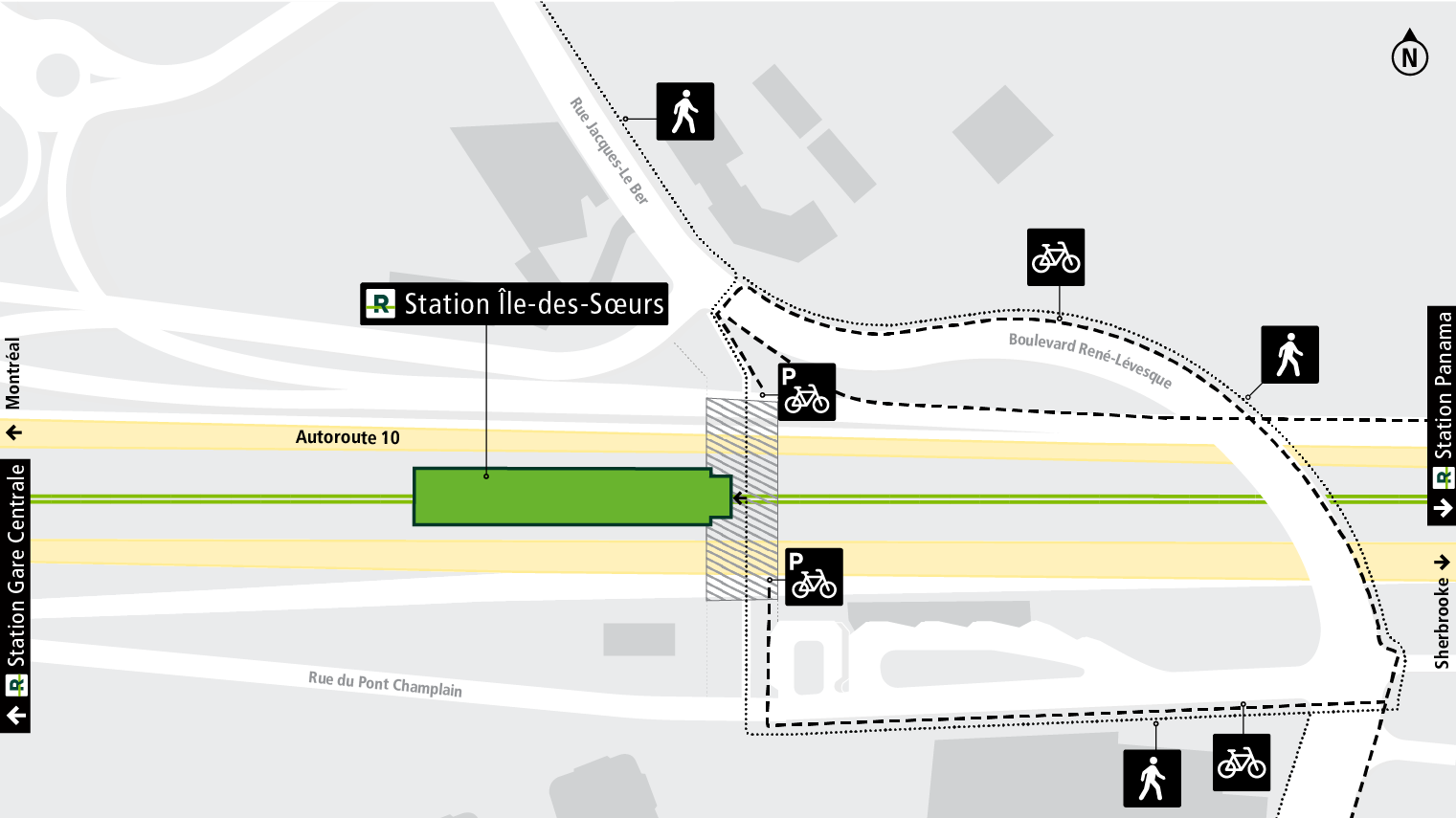 Carte d'accès station Île-des-Sœurs à vélo et à pied