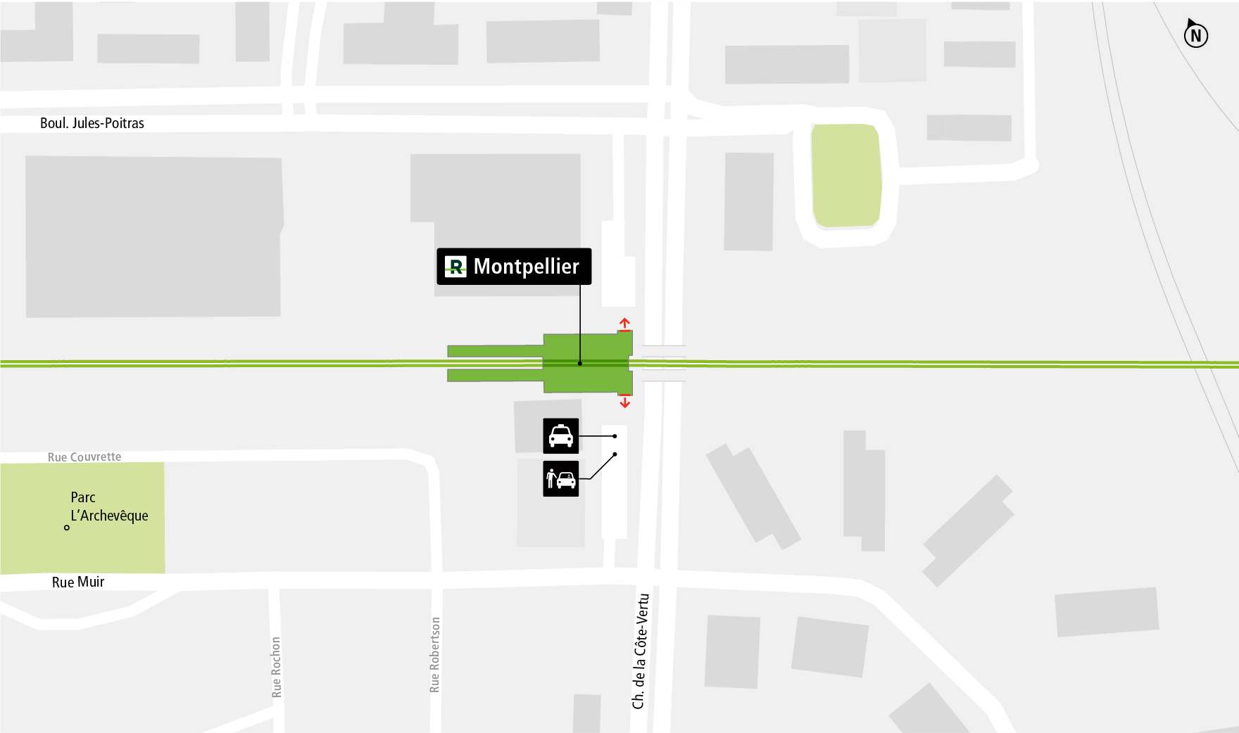 Montpellier station access map by car