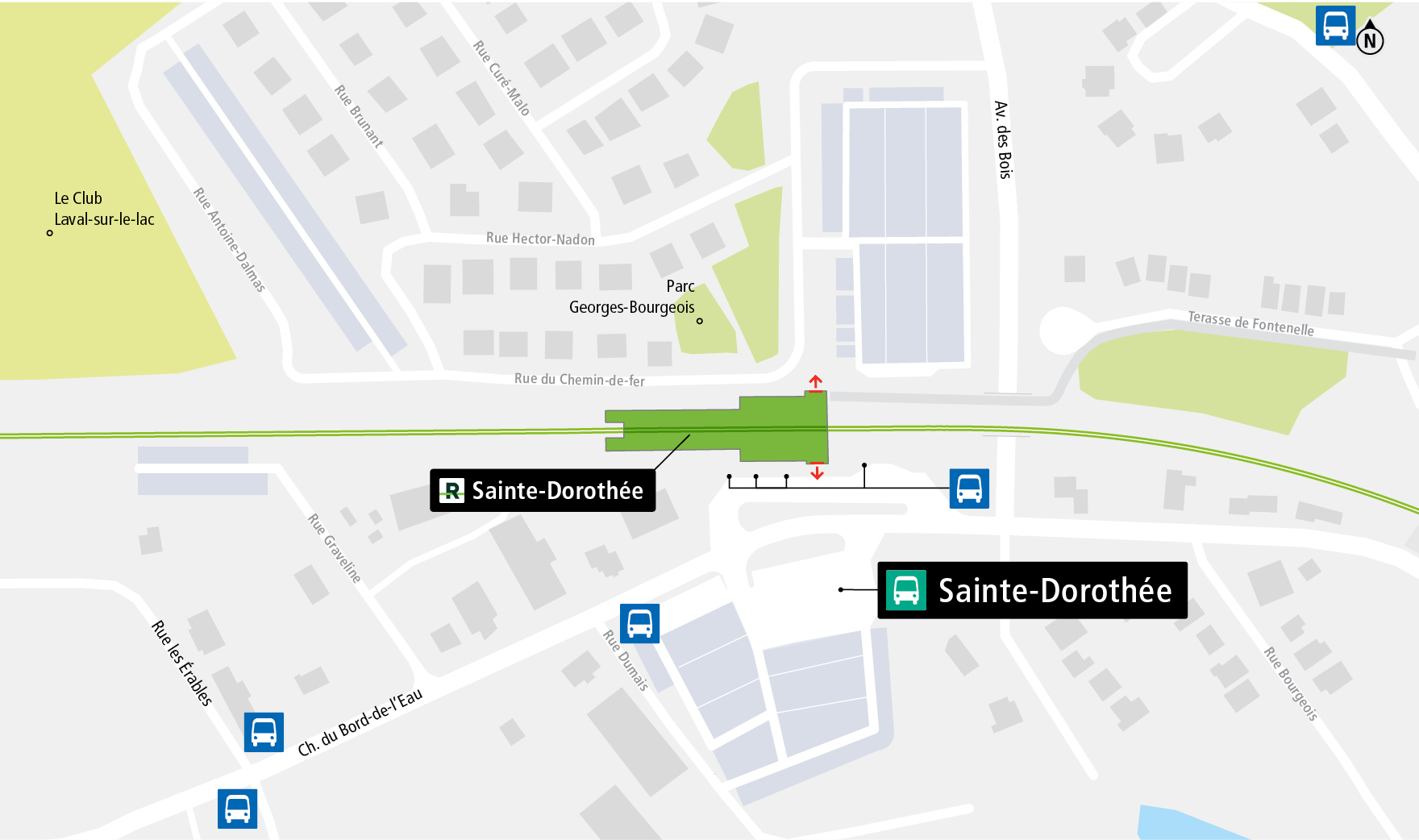Sainte-Dorothée station access map by public transit