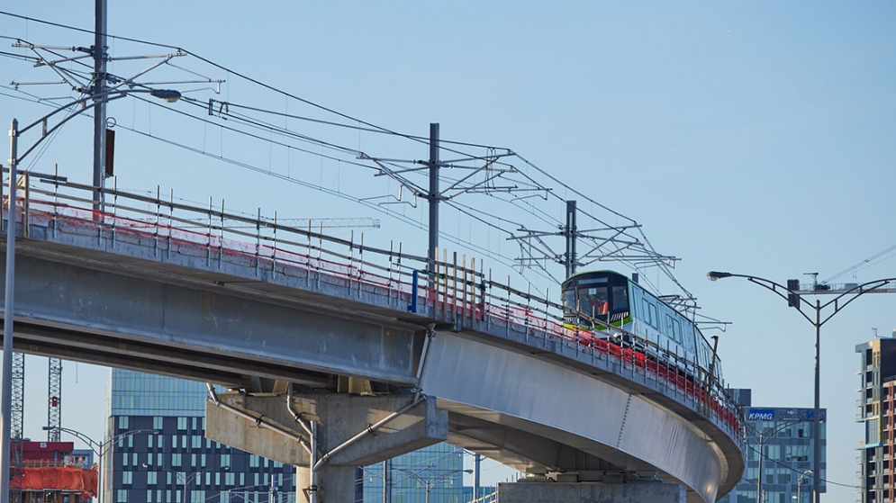 Images de la voiture du REM pendant les essais sur la Rive-Sud