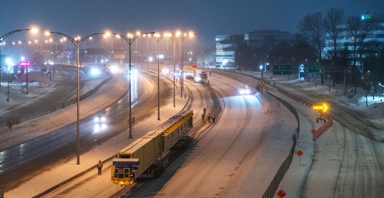 Relocation of the Marie launching beam in early March. The beam will be reassembled in the Technoparc sector to continue its work.