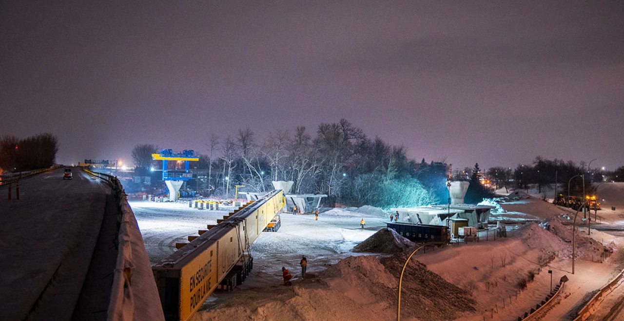 Relocation of the Marie launching beam in early March. The beam will be reassembled in the Technoparc sector to continue its work.