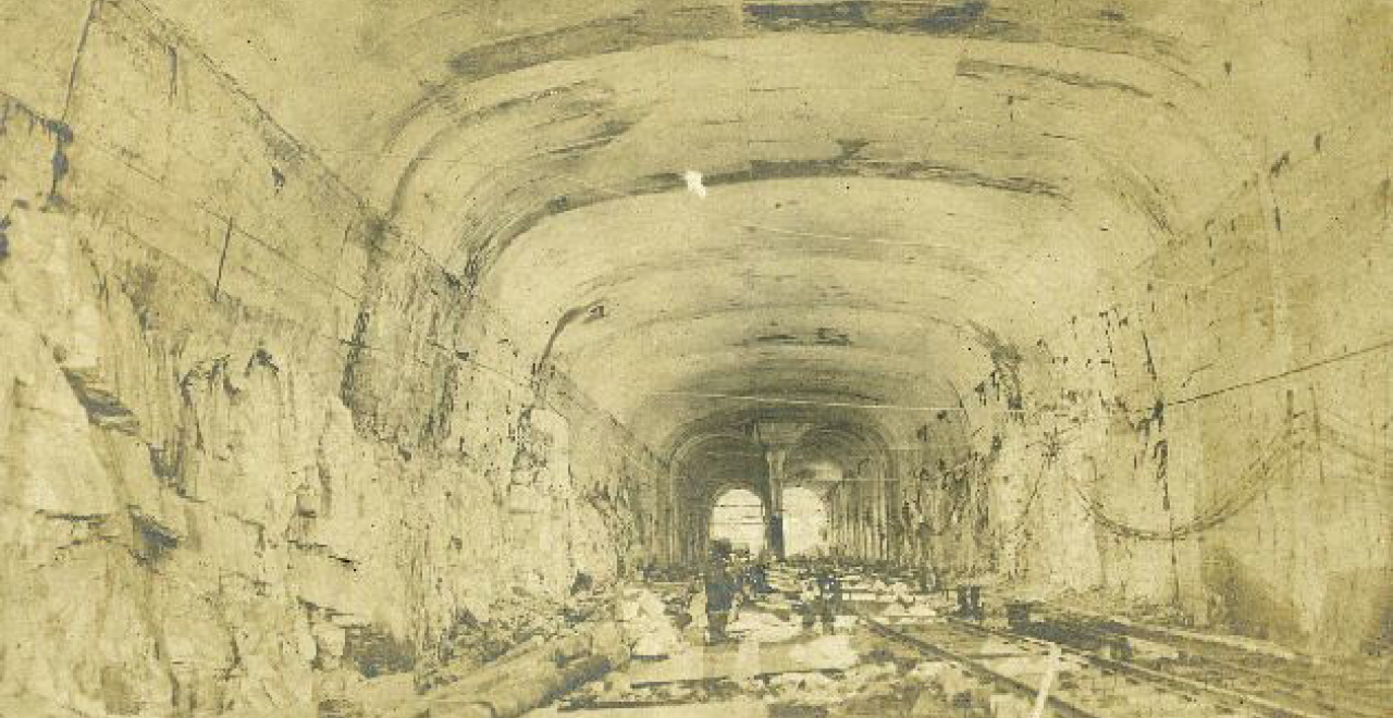 Image of the construction of the Mount Royal Tunnel in 1912. Credit: Archives de la Ville de Montréal