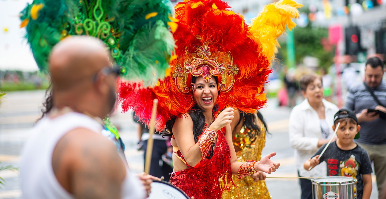 Festivities in Brossard near Brossard and Du Quartier stations