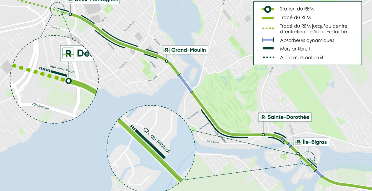 Localisation de l’ensemble des mesures d’atténuation actuelles et à venir dans ces secteurs .