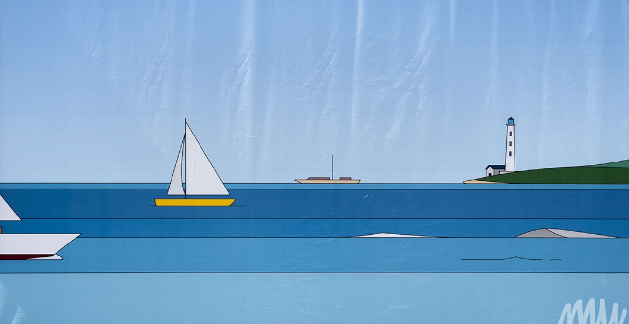 L'oeuvre de Lucas Saenger sur la palissade de chantier du boul. O'Brien.